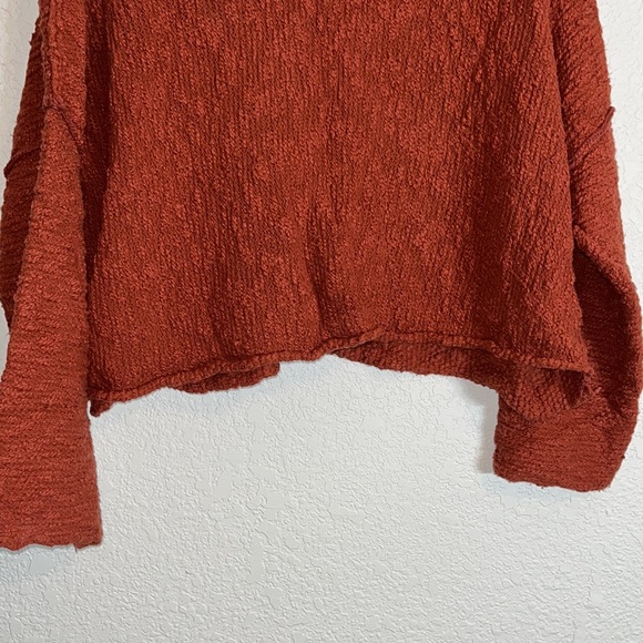 Free People boxy fit cropped turtleneck sweater in rust orange Boho Gypsy Hippie - Picture 3 of 9